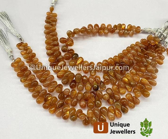 Golden Sheen Moonstone Smooth Drops Beads