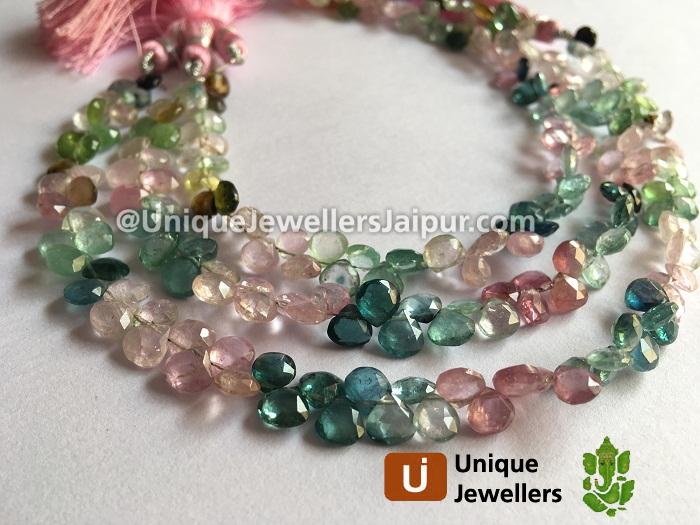 Afghan Tourmaline Faceted Heart Beads