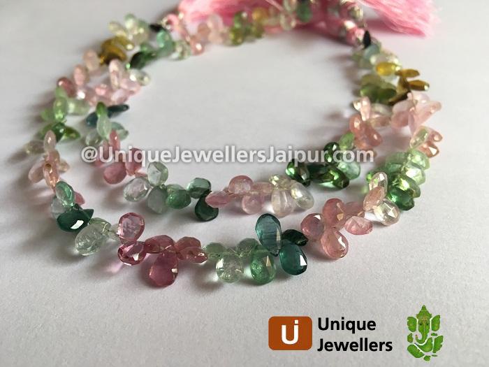 Afghan Tourmaline Faceted Pear Beads