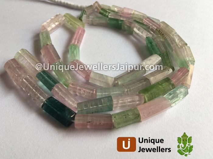 Afghan Tourmaline Step Cut Cylinder Beads