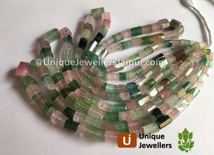 Afghan Tourmaline Step Cut Cylinder Beads