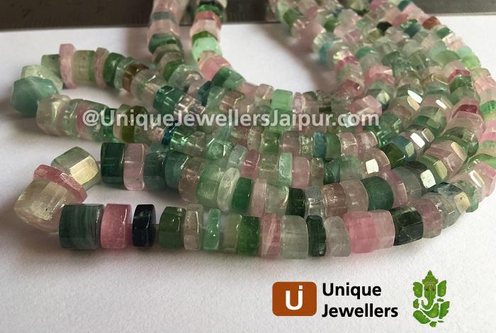 Afghan Tourmaline Step Cut Roundelle Beads