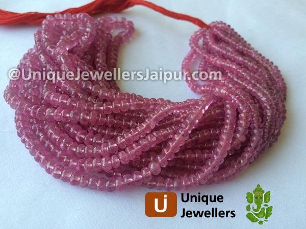 Pink Sapphire Smooth Roundelle Beads