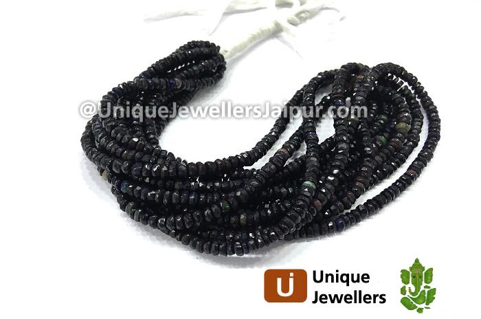 Black Ethiopian Opal Faceted Roundellle Beads