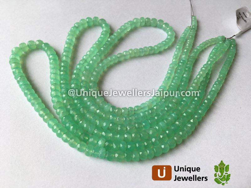 Apple Green Crysoprase Faceted Roundelle Beads