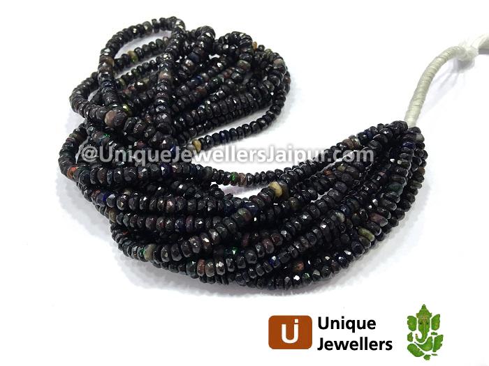 Beautiful Black Ethiopian Opal Faceted Roundelle Beads