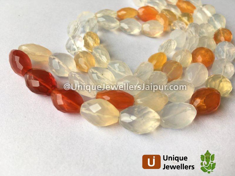 Fire Opal Far Faceted Oval Beads