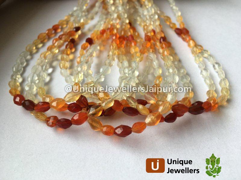 Fire Opal Faceted Oval Beads