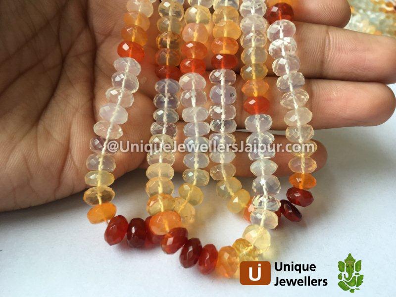 Fire Opal Far Faceted Roundelle Beads