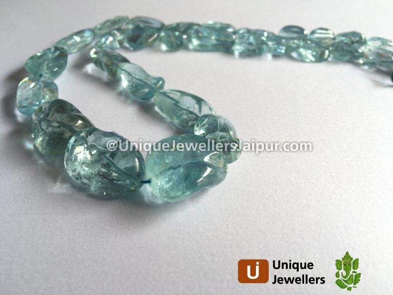 Aquamarine Smooth Irregular Nugget Beads