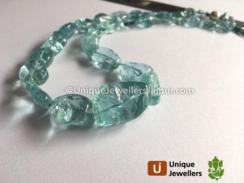 Aquamarine Smooth Irregular Nugget Beads