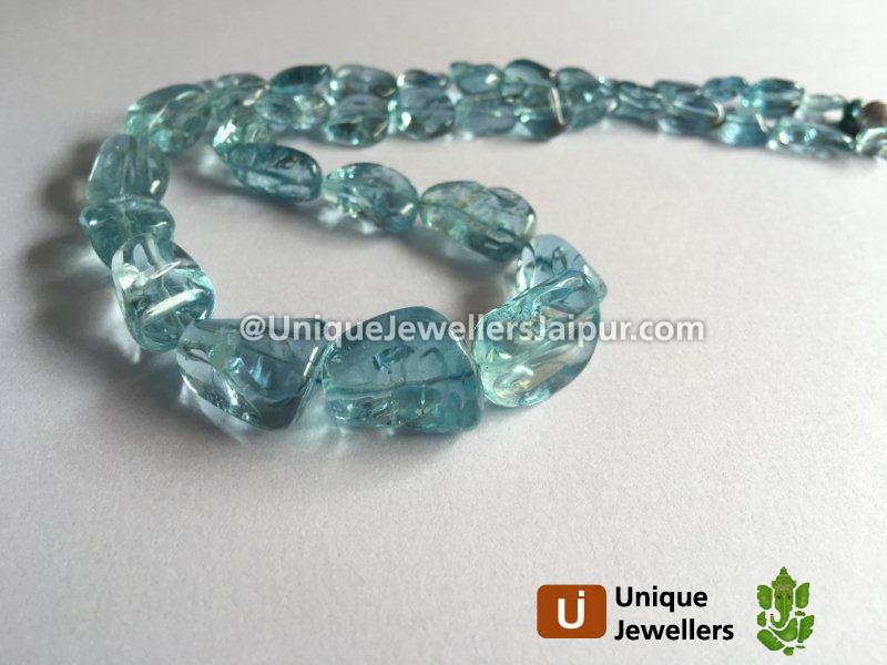 Aquamarine Smooth Irregular Nugget Beads