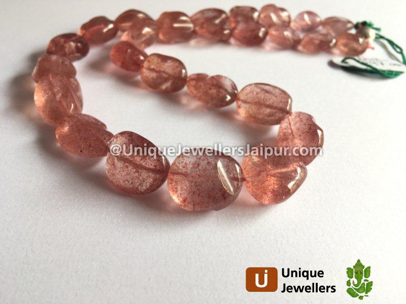 Strawberry Quartz Smooth Irregular Nugget Beads