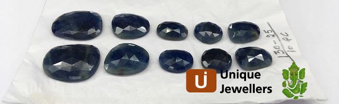 Blue Sapphire Rose Cut Slices