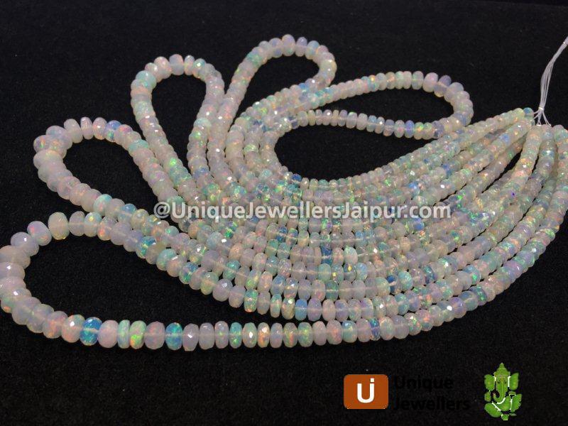 White Ethiopian Opal Faceted Roundelle Beads