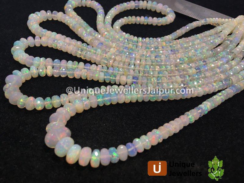 White Ethiopian Opal Faceted Roundelle Beads