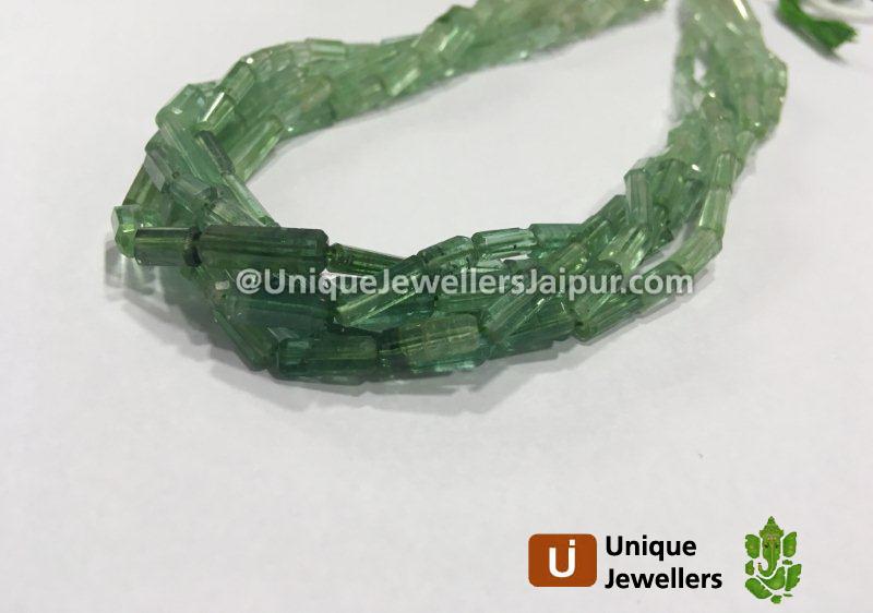 Basil Greenish Blue Tourmaline Smooth Tube Beads