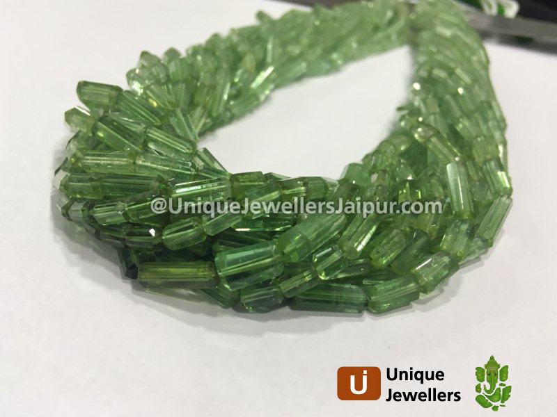Basil Green Tourmaline Smooth Tube Beads