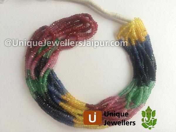 Multi Precious Faceted Roundelle Beads