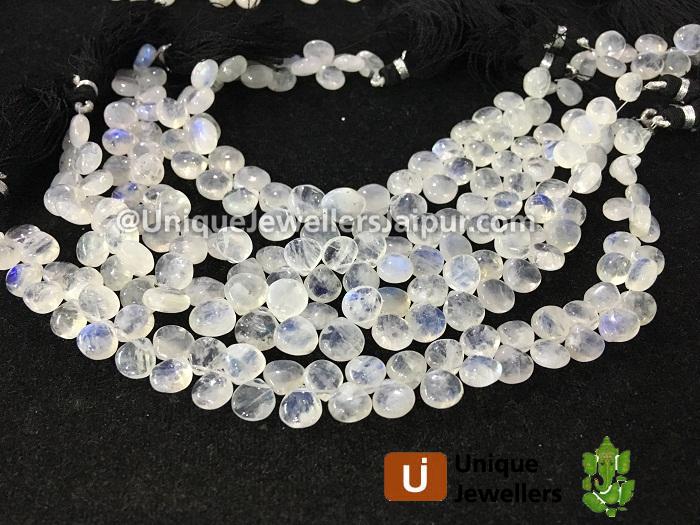 Frosted White Rainbow Smooth Heart Beads