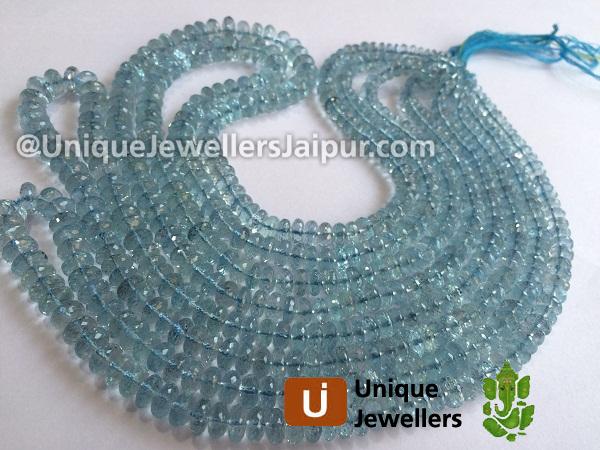 Aquamarine Far Faceted Roundelle Beads
