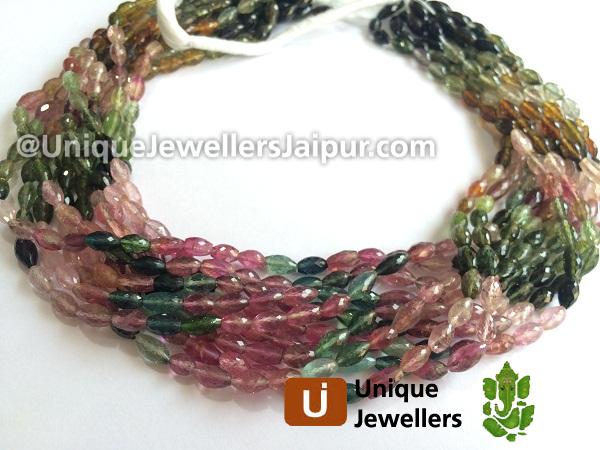 Tourmaline Faceted Rice Beads