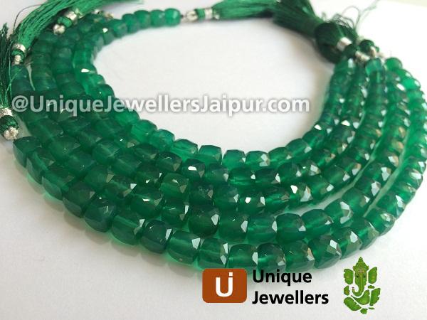 Green Onyx Faceted Cube Beads