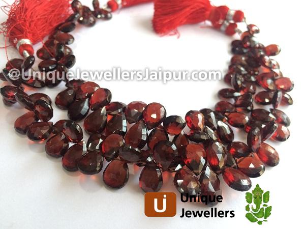 Garnet Far Faceted Pear Beads