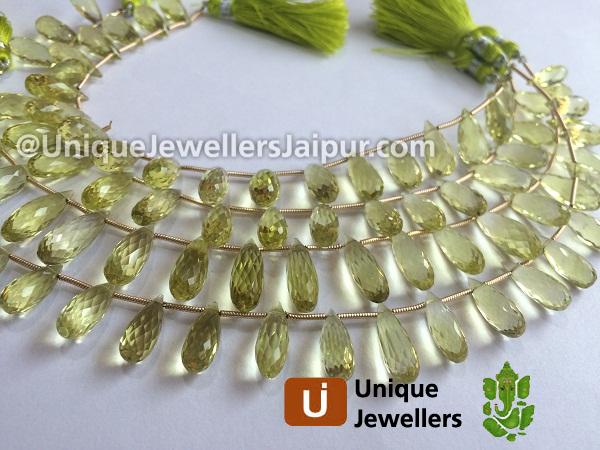 Lemon Quartz Faceted Long Drop Beads