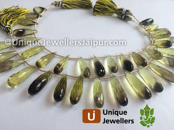 Bi Lemon Quartz Faceted Long Drop Beads