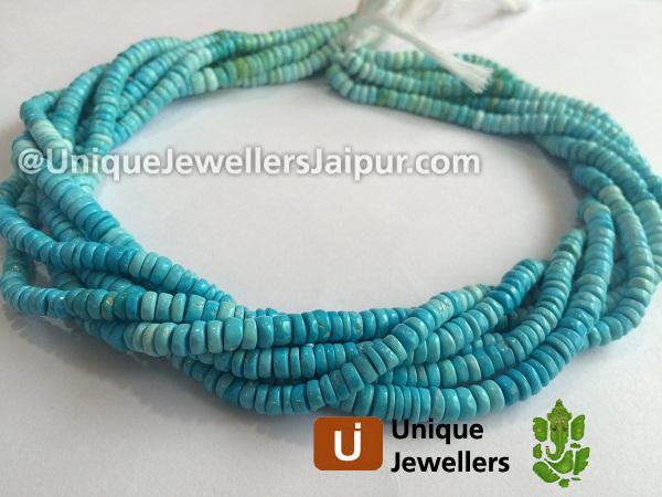 Sleeping Beauty Turquoise Shaded Smooth Tyre Beads