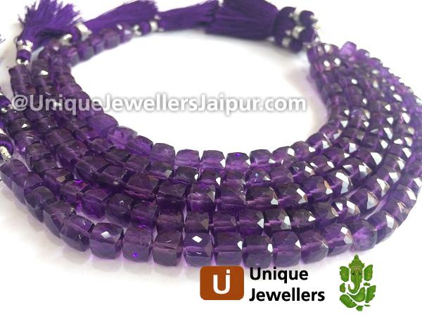 Amethyst Faceted Cube Beads