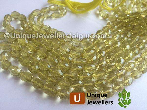 Lemon Quartz Faceted Barrel Beads