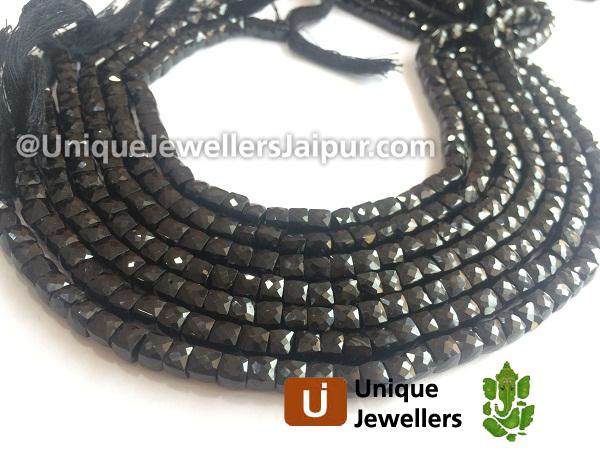 Black Spinel Faceted Cube Beads