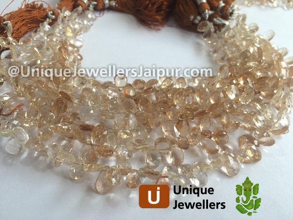 Brown Imperial Topaz Faceted Pear Beads
