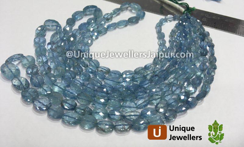 Santa Maria Blue Aquamarine Faceted Oval Beads