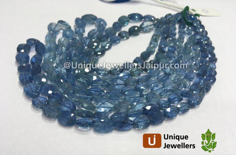 Santa Maria Blue Aquamarine Faceted Oval Beads