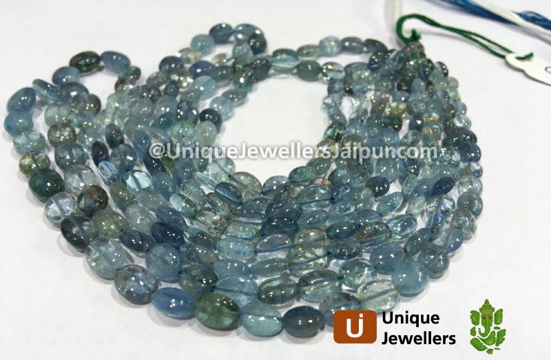 Santa Maria Aquamarine Shaded Smooth Oval Beads