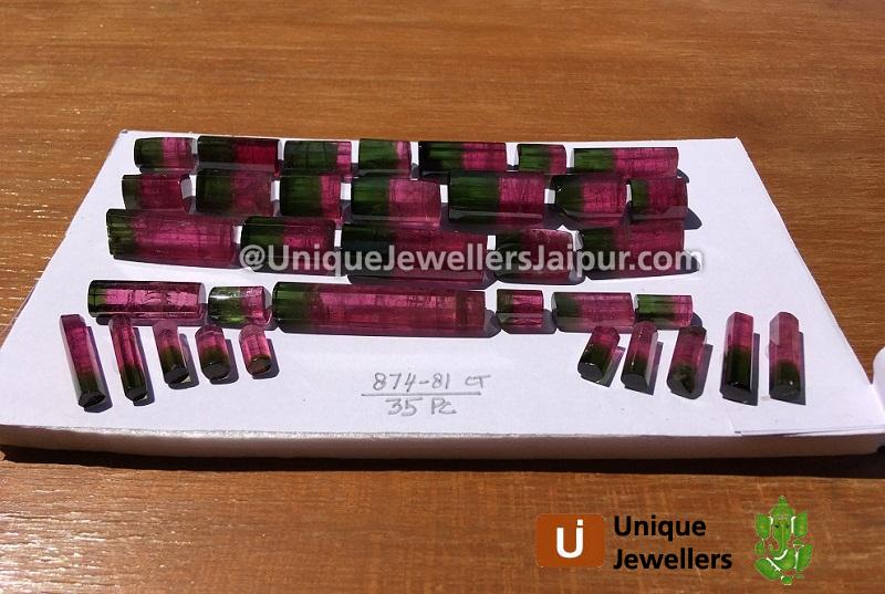 Watermelon Tourmaline Smooth Nugget Beads