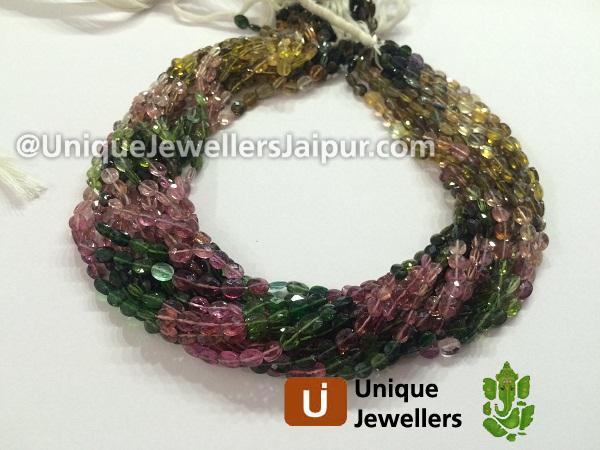 Tourmaline Faceted Oval Beads