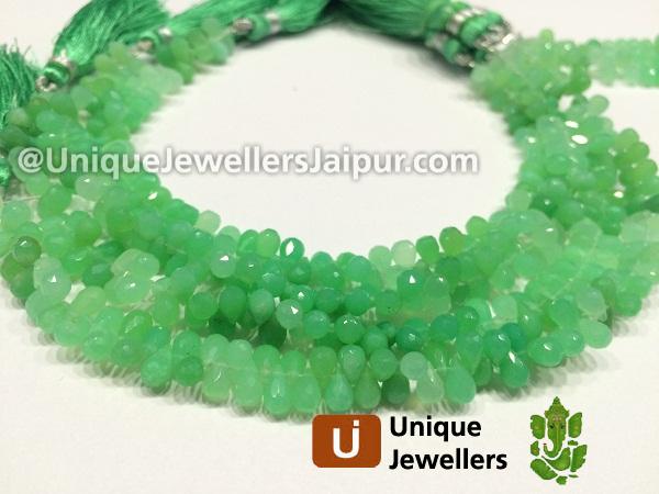 Chrysoprase Faceted Drop Beads