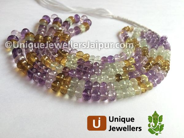 Multi Stone Far Faceted Roundelle Beads