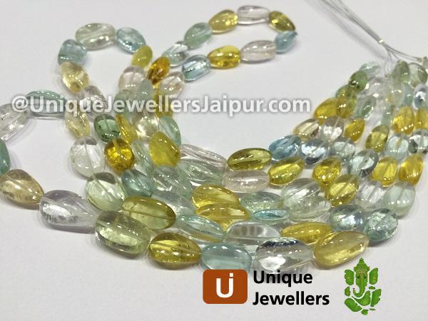 Multi Aquamarine Smooth Nuggets Beads