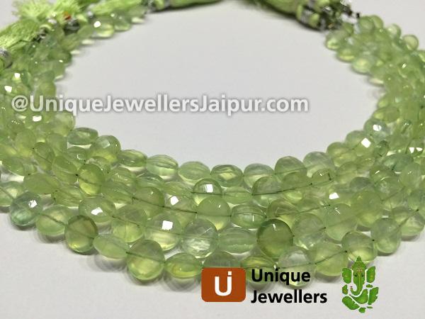 Prehnite Faceted Coin Beads
