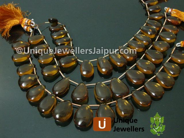 Cognac Quartz Plain Pear Beads