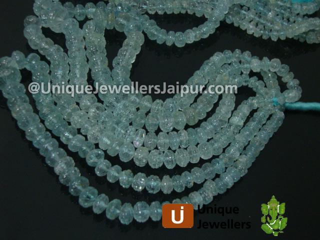 Aquamarine Carved Pumpkin Beads