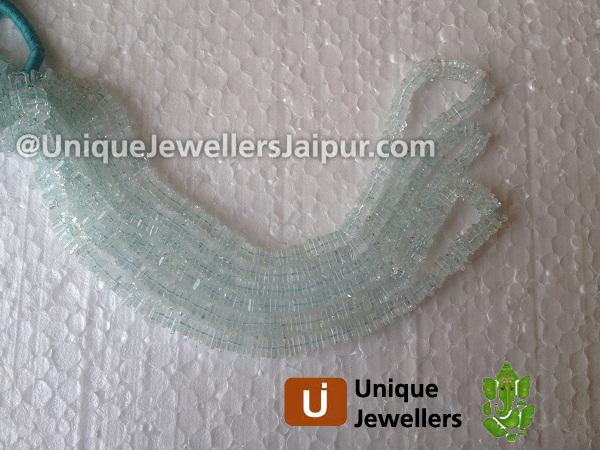 Aquamarine Plain Heishi Cube Beads