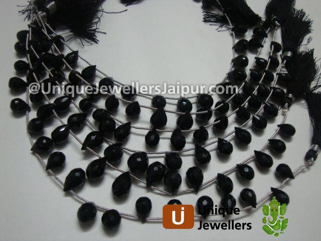 Black Onyx Faceted Drop Beads