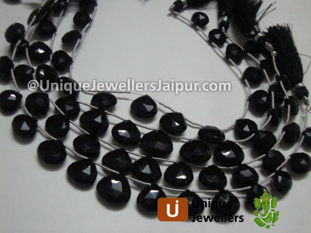 Black Onyx Faceted Heart Beads