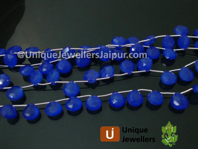 Tanzanite Blue Chalsydony Faceted Heart Beads